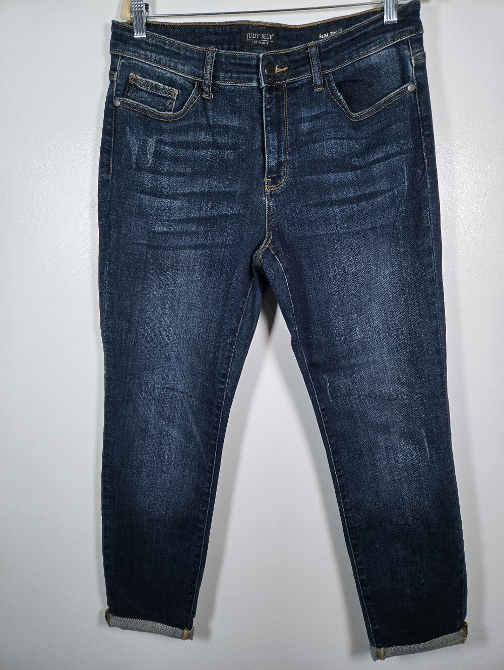 Judy Blue Slim Fit Stretch Blue Denim Cuffed Cropped Jeans Size 13/31